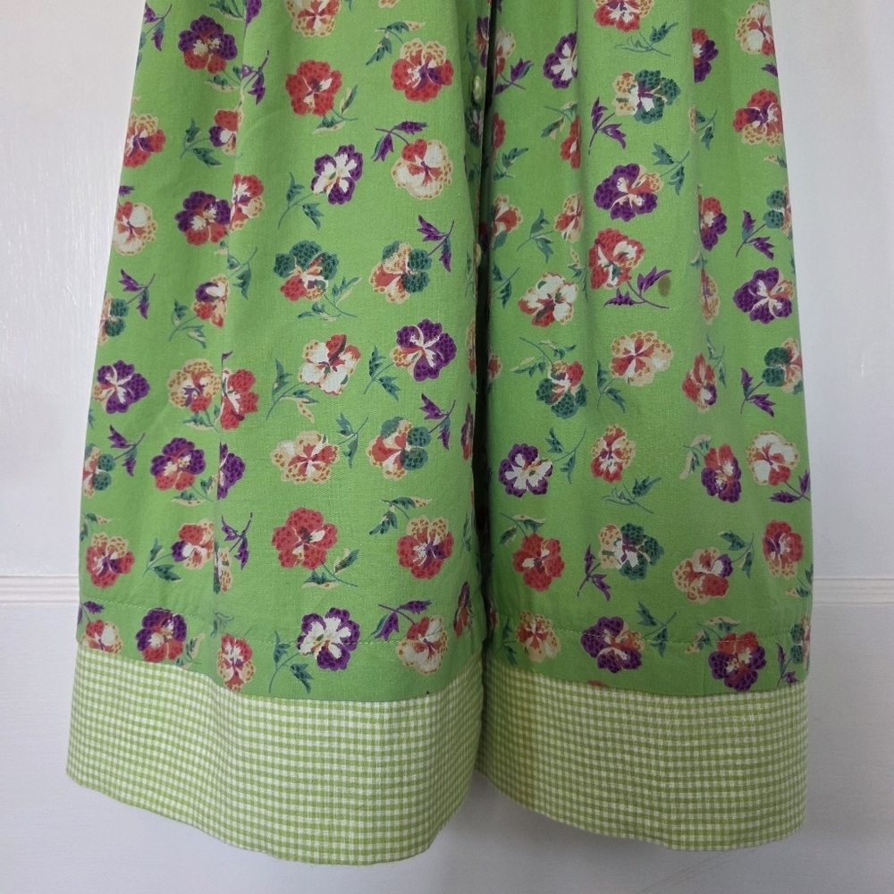 Vintage Cornelloki Dress by April Cornell – Girls Size 9/10 – Green/Pansy Floral - Picture 4 of 8